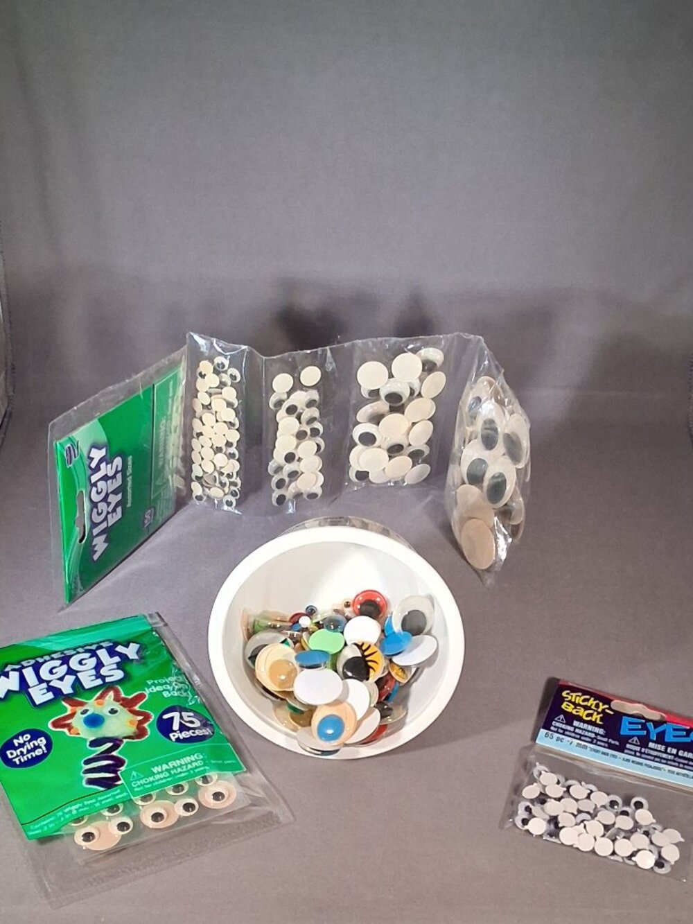 Bulk Craft Supplies Lot Wiggly Googly Eyes Assorted Sizes Sticky Back